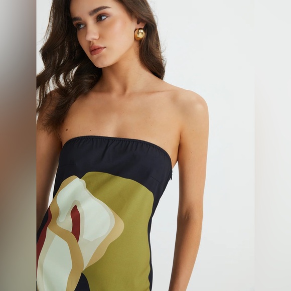 Large Floral Print Split Tube Long Dress - Picture 9 of 16